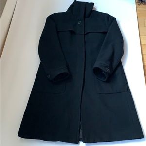 J Crew Black Wool Coat with Jersey Collar Size S